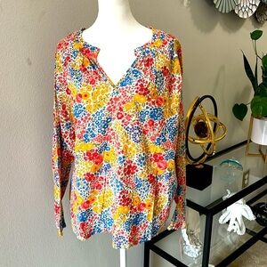 Croft & Barrow Long Sleeve Floral Cotton Top Size XLP